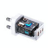 USAMS US-CC196 65W ACC Three Ports GaN Charger, UK Plug(Black)