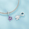 S925 Sterling Silver Purple Flower Pendant DIY Bracelet Accessories Beads