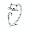 S925 Sterling Silver Cute Cat Women Open Ring(Silver)
