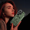For Samsung Galaxy S25 Ultra 5G Lens Holder MagSafe Phone Case(Army Green)