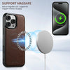 For iPhone 15 Pro Max Suteni H20 Cross-Grain MagSafe Horizontal Card Bag Back Phone Case(Brown)