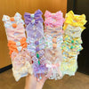10pcs /Set  Big Bow Flower Elastic Hairbands Children Girls Sweet Hair Ties, Style: Esha Blue Series