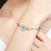 Guardian Eye S925 Sterling Silver Bangle Bracelet Set with Blue Gems, Size:19cm