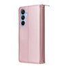 For Samsung Galaxy A15 Nine-card Slots Zipper Wallet Bag Leather Phone Case(Rose Gold)