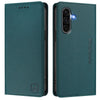 For Samsung Galaxy A56 5G RC01 Dual-Folded Magnetic Suction RFID Leather Phone Case(Dark Green)