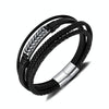 OPK PH1590 Personalized Retro Stainless Steel Multi-Layer Braided Magnetic Buckle Bracelet