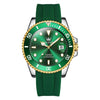 OLEVS 6650 Men Luminous Waterproof Silicone Strap Mechanical Watch(Green + Gold)