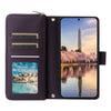 For Samsung Galaxy A35 Nine-card Slots Zipper Wallet Bag Leather Phone Case(Dark Purple)