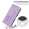 For vivo Y300 Global / V40 Lite IDN Embossed Kitten Phone Leather Case with Lanyard(Purple)