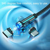 CC56 8 Pin + Type-C/USB-C + Micro USB Magnetic Interface Dust Plug Rotating Data Charging Cable, Cbale Length: 2m(Black)