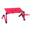 Portable 360 Degree Adjustable Foldable Aluminium Alloy Desk Stand with Double CPU Fans & Mouse Pad for Laptop / Notebook, Desk Size: 420mm x 260mm (Red)