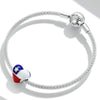 S925 Sterling Silver Heart Chilean Flag Beads DIY Bracelet Necklace Accessories