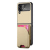 For Samsung Galaxy Z Flip4 Twill Fabric Leather Skin Card Bag Magnetic Back Phone Case(Khaki)