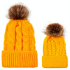 2 in 1 Autumn and Winter Parent-child Hat Set Warm Twist Texture Knit Hat with Wool Ball, Size:Parent-child(Yellow)