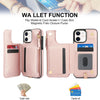 For iPhone 12 mini Double Flap Zipper RFID Leather Phone Case with Short Lanyard(Rose Gold)
