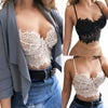 Women Floral Lace Bralette Sexy Crop Tops Adjustable Thin Strap, Size: XXL(White)