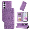 For Samsung Galaxy A36 5G / A56 5G Embossed Sunflower Leather Phone Case(Purple)