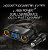 ZNB02 QC3.0 Fast Charge Car Charger Dual USB Car Cigarette Lighter(Orange Light)