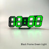 6609 3D Stereo LED Alarm Clock Living Room 3D Wall Clock, Colour: Black Frame Green Light
