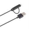1m MFI 2 in 1 8 pin + Micro USB 2.0 Male to USB Data Sync Charging Cable(Black)