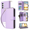 For Samsung Galaxy S23 FE 5G Nine-card Slots Zipper Wallet Bag Leather Phone Case(Purple)