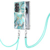 For Samsung Galaxy S25 Ultra 5G Electroplating IMD Splicing Dual-side Marble TPU Phone Case with Lanyard(Blue)