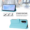 For Samsung Galaxy A56 5G Skin Feel Solid Color Leather Phone Case with Lanyard(Sky Blue)