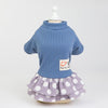 Blue Smiley Polka Dot Dog Dress, Size L | Breathable Cotton
