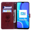 For Xiaomi Redmi 9 Rose Embossed Horizontal Flip PU Leather Case with Holder & Card Slots & Wallet(Brown)