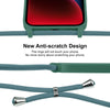 For iPhone 15 Crossbody Lanyard Liquid Silicone Case(Emerald Green)