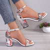 Women Summer Roman Sandals Thick Bottom Slope Heel Printed Buckle High Heels Sandals, Size: 43(Red)