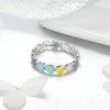 S925 Sterling Silver Heart-shaped Rainbow Ring Female Ring Valentines Day Gift, Size:7 US Size