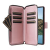 For Samsung Galaxy S24 Ultra 5G Nine-card Slots Zipper Wallet Bag Leather Phone Case(Rose Gold)