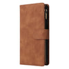 For Samsung Galaxy S25+ 5G Multifunctional Frosted Zipper Wallet Leather Phone Case(Brown)