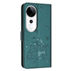 For vivo V40 / V40 Pro / T3 Ultra Embossed Kitten Phone Leather Case with Lanyard(Dark Green)