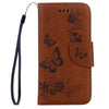 For Galaxy A3 (2017) / A320 Butterflies Embossing Horizontal Flip Leather Case with Holder & Card Slots & Wallet & Lanyard (Brown)