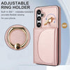 For Samsung Galaxy S25 5G Ring Holder Card Bag Skin Feel Phone Case(Rose Gold)