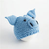 Newborn Babies Photography Clothing Cartoon Pig Shape Woolen Knit Cap, Suitable for age:0-3 Months(Blue)