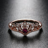 Women Crystal Ring Fashion Love Heart Crown Rhinestone Ring(Red diamond)