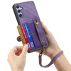For Samsung Galaxy S25 5G Retro Cross Wristband Wallet Leather Back Phone Case(Purple)