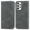 For Samsung Galaxy A73 5G Retro Skin Feel Magnetic Horizontal Flip Leather Phone Case(Gray)