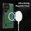 For Samsung Galaxy S24 Ultra 5G Multi-function Holder MagSafe PU Phone Case(Green)