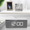 TS-S69-HW Multifunctional LED Alarm Clock Battery / Plug-in Charging Dual-purpose Make-up Mirror Clock(Grey White)