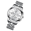 FNGEEN 4006 Men Trendy Waterproof Quartz Watch(White Steel White Surface)