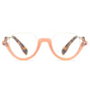 Diamond Studded Cat Eye Presbyopic Glasses Half-frame Fish-filament Glasses Unisex, Degree: +100(Light Pink)