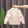 Girls Love Sweater Cardigan Autumn and Winter Knitted Sweater Jacket, Size: 100cm(Beige)