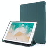 For iPad 9.7 (2018) & (2017) Airbag Horizontal Flip Leather Case with Three-fold Holder & Pen Holder(Dark Green)