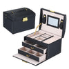 Simple Portable Jewelry Box Earrings Ring Storage Consolidation Box with Drawers, Size : 17.5 x 14 x 13cm(black)