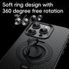 For iPhone 14 Pro Max Carbon Fiber MagSafe Phone Case with 360 Degree Rotating Holder(Black Gold)
