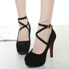 Women Shoes Round Toe Stiletto High Heels, Size:37(Black)